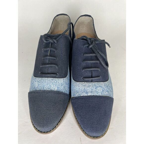 Marais USA Shoes Blue Floral Canvas Cap Toe Lace Up Oxfords Women Sz 8M US/39EU - Picture 13 of 13